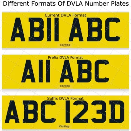 Different DVLA number plate formats